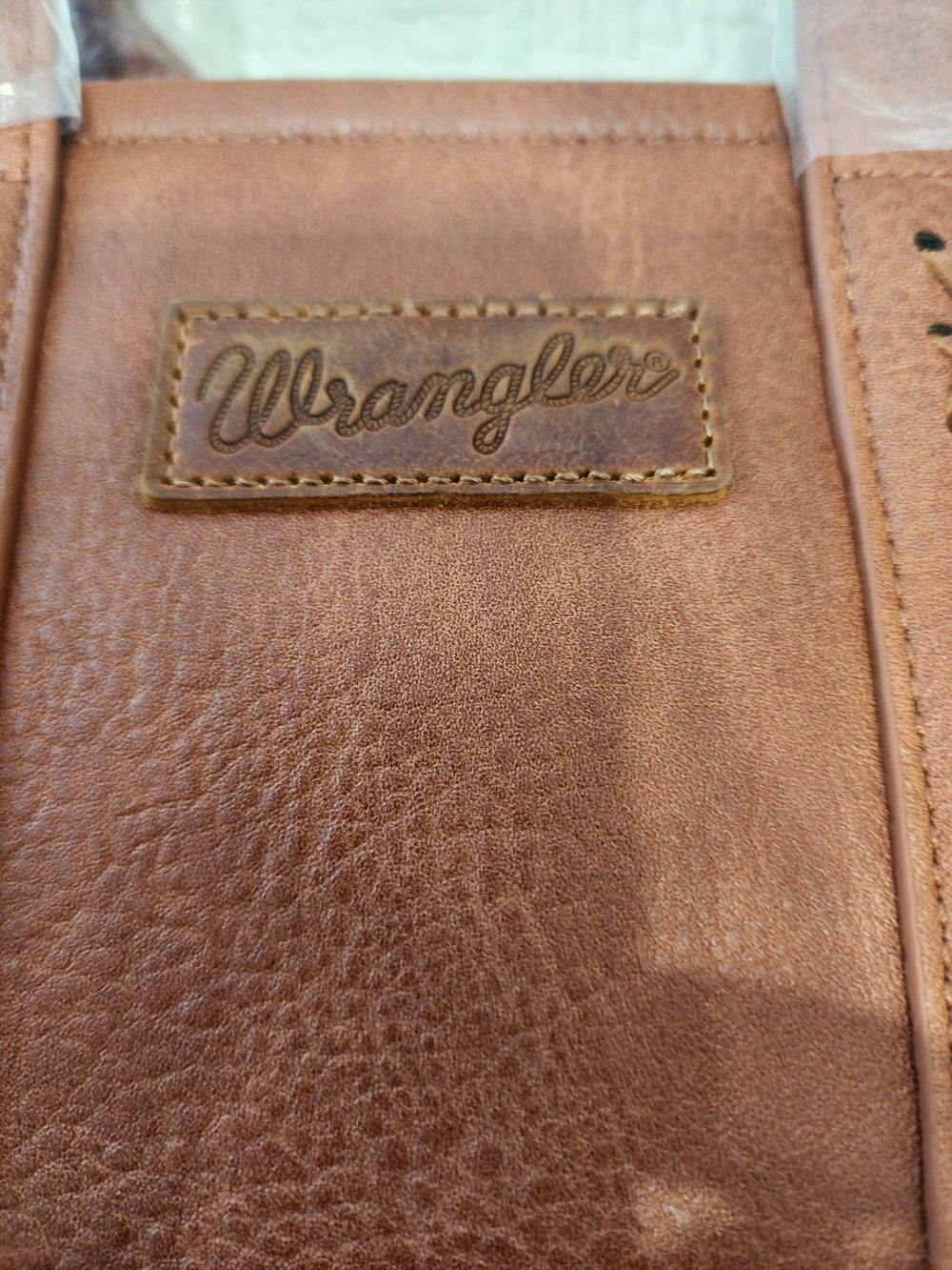 Wrangler Brown Faux-Leather Braided Satchel with Croc-Embossed Trim - Picture 3 of 7